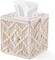 Tissue Box Cover Boho Decor Square Tissues Holder with Bead Buckle (Ivory)